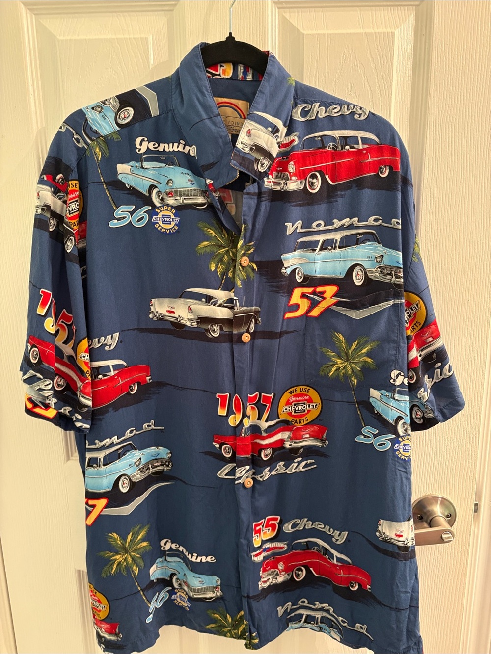 Paradise Found Chevy Classic Cars Hawaiian Button Up Shirt XL